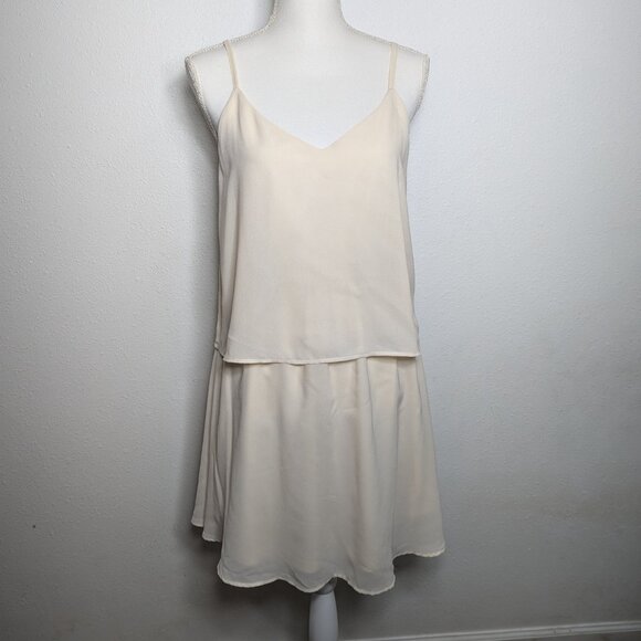 Vila Clothes Cream Flowy Mini Dress Size S - Picture 1 of 8